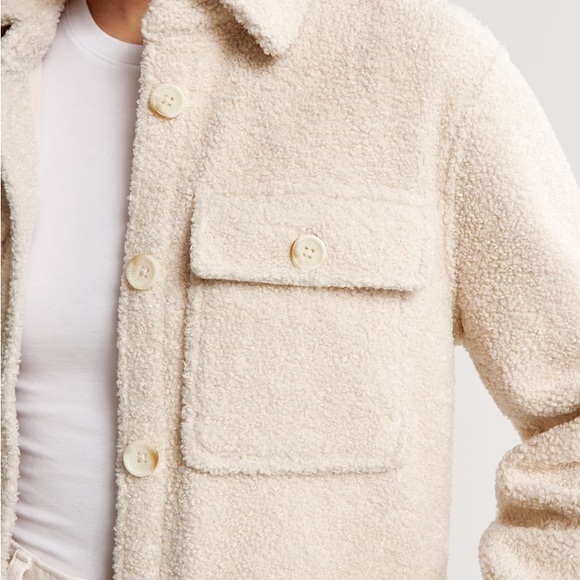Abercrombie & Fitch Cream Sherpa Shirt Jacket - Picture 3 of 8